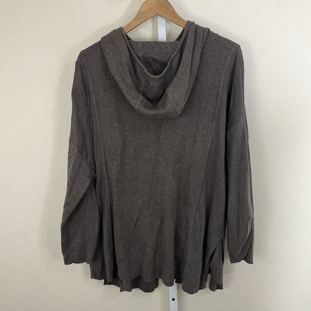 Wrap London Women’s US 12 Organic Cotton Hooded Cardigan Brown Open Front - Picture 5 of 7